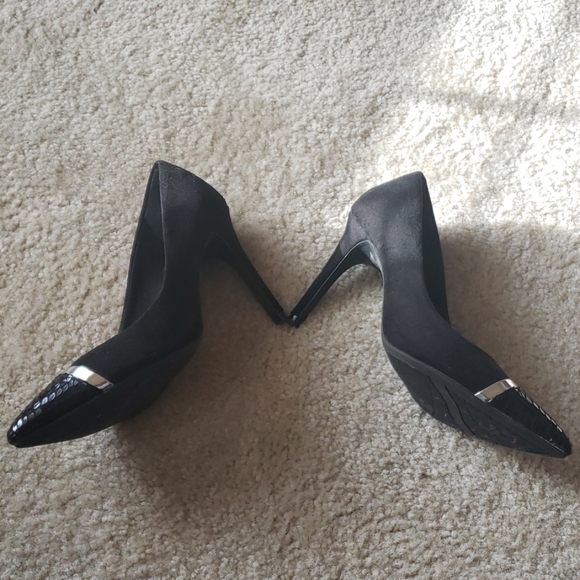 👠 Black/Silver Christian Siriano, NWOT!!4 in heel - Picture 7 of 8